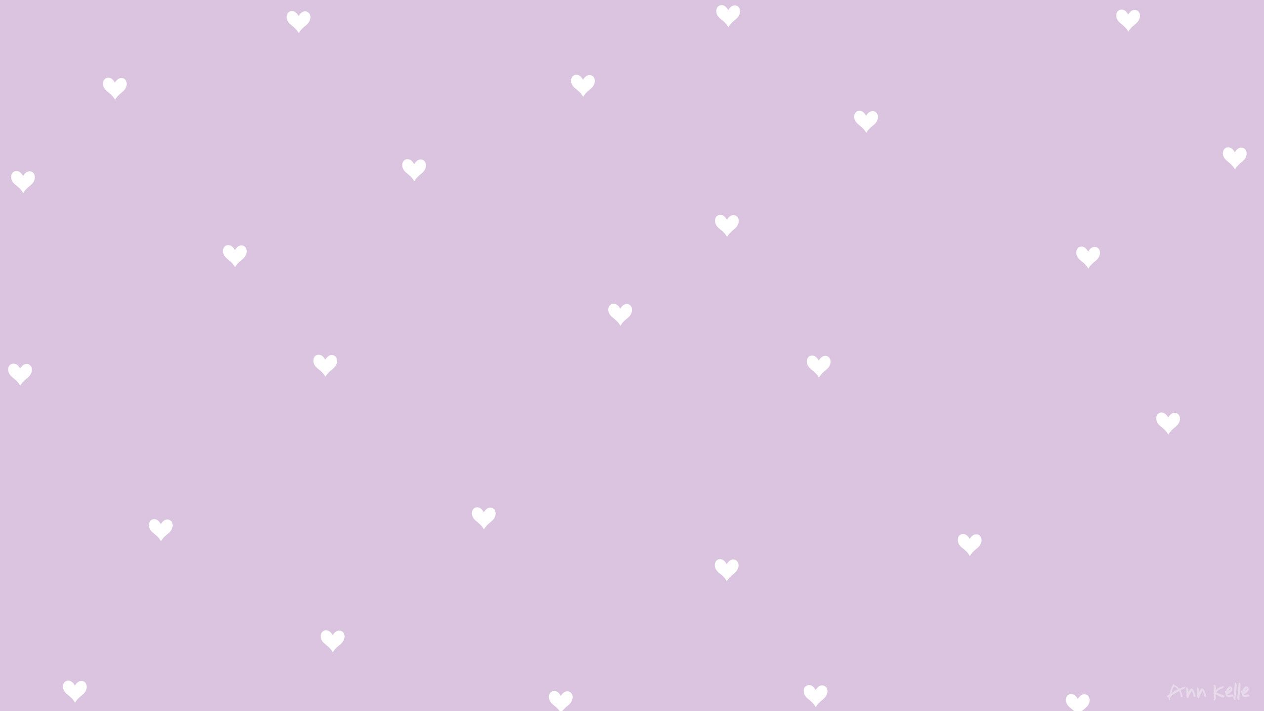 A pink and white heart pattern wallpaper for desktop, phone, or tablet - Heart, pastel purple, light purple, 2560x1440