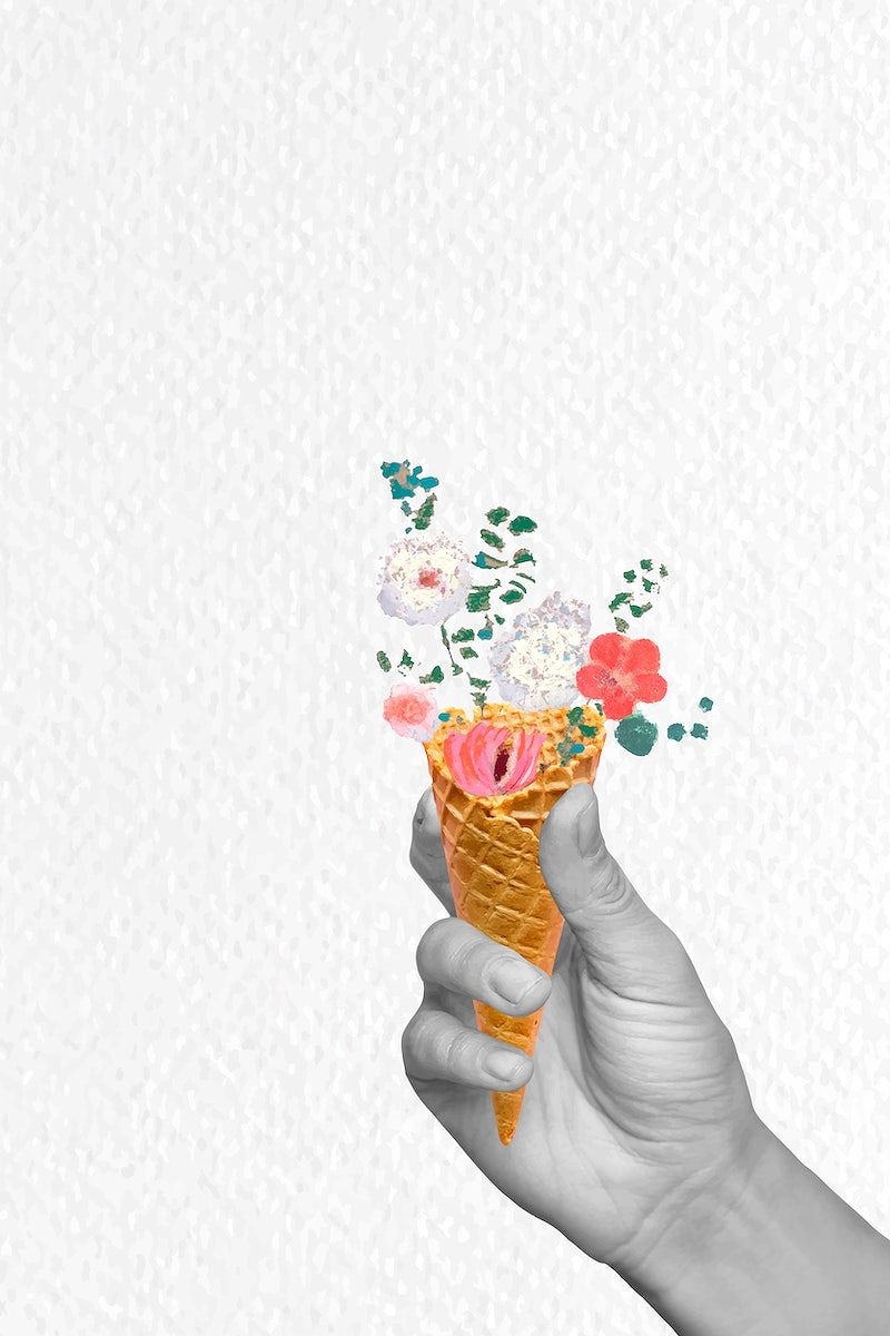 Flowers Ice Cream Cones Background Image Wallpaper
