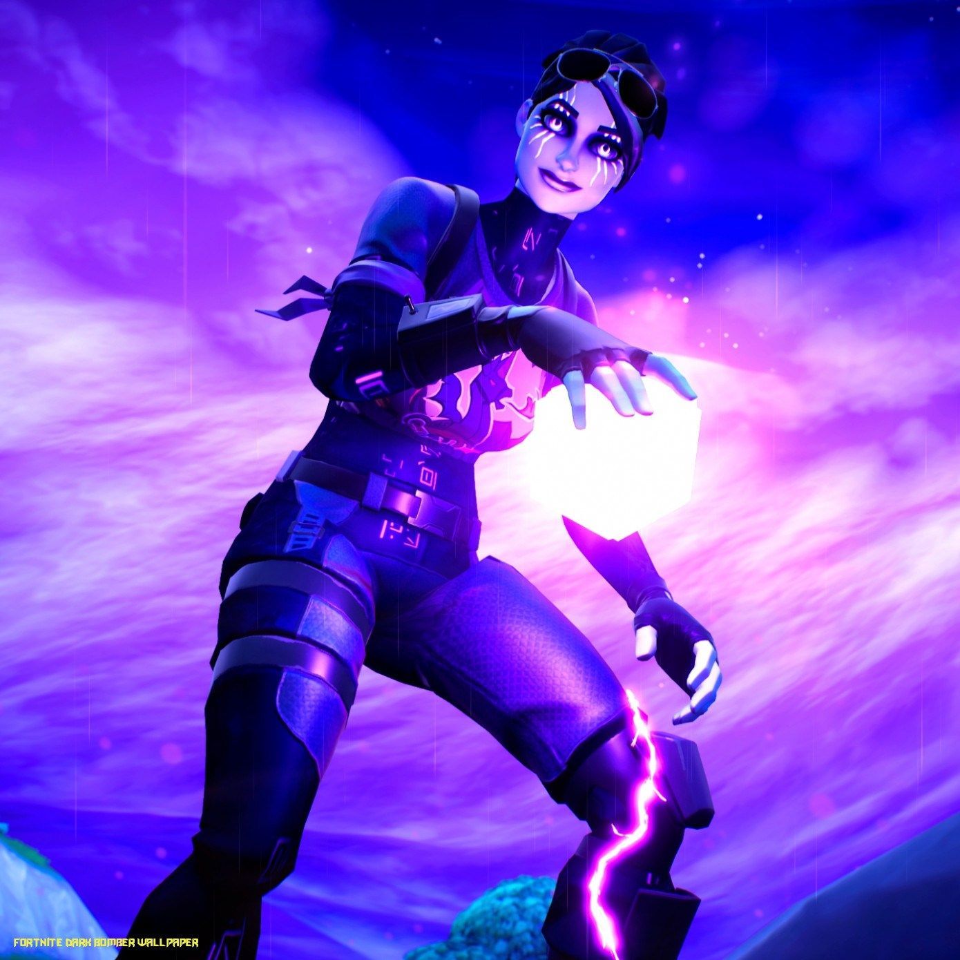 A woman in purple holding up an orb - Fortnite
