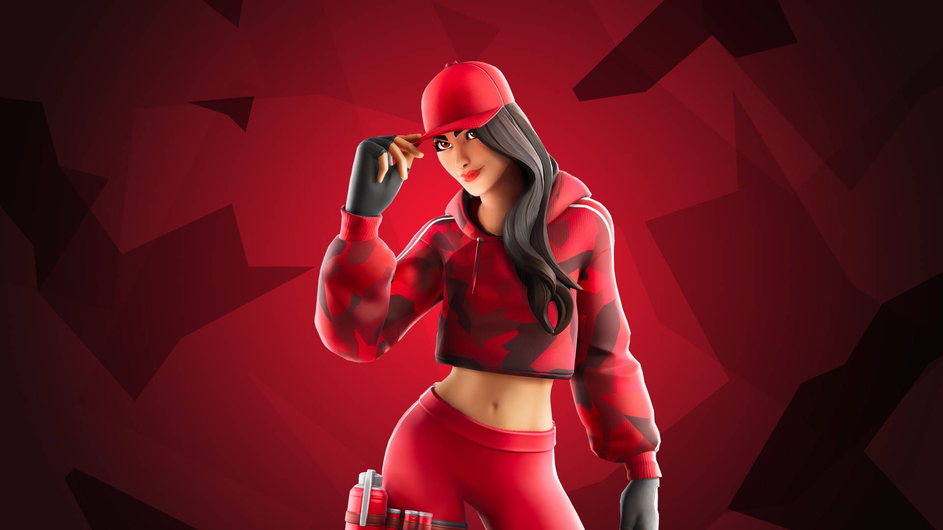 A female character in a red sports outfit, holding a baseball bat. - Fortnite