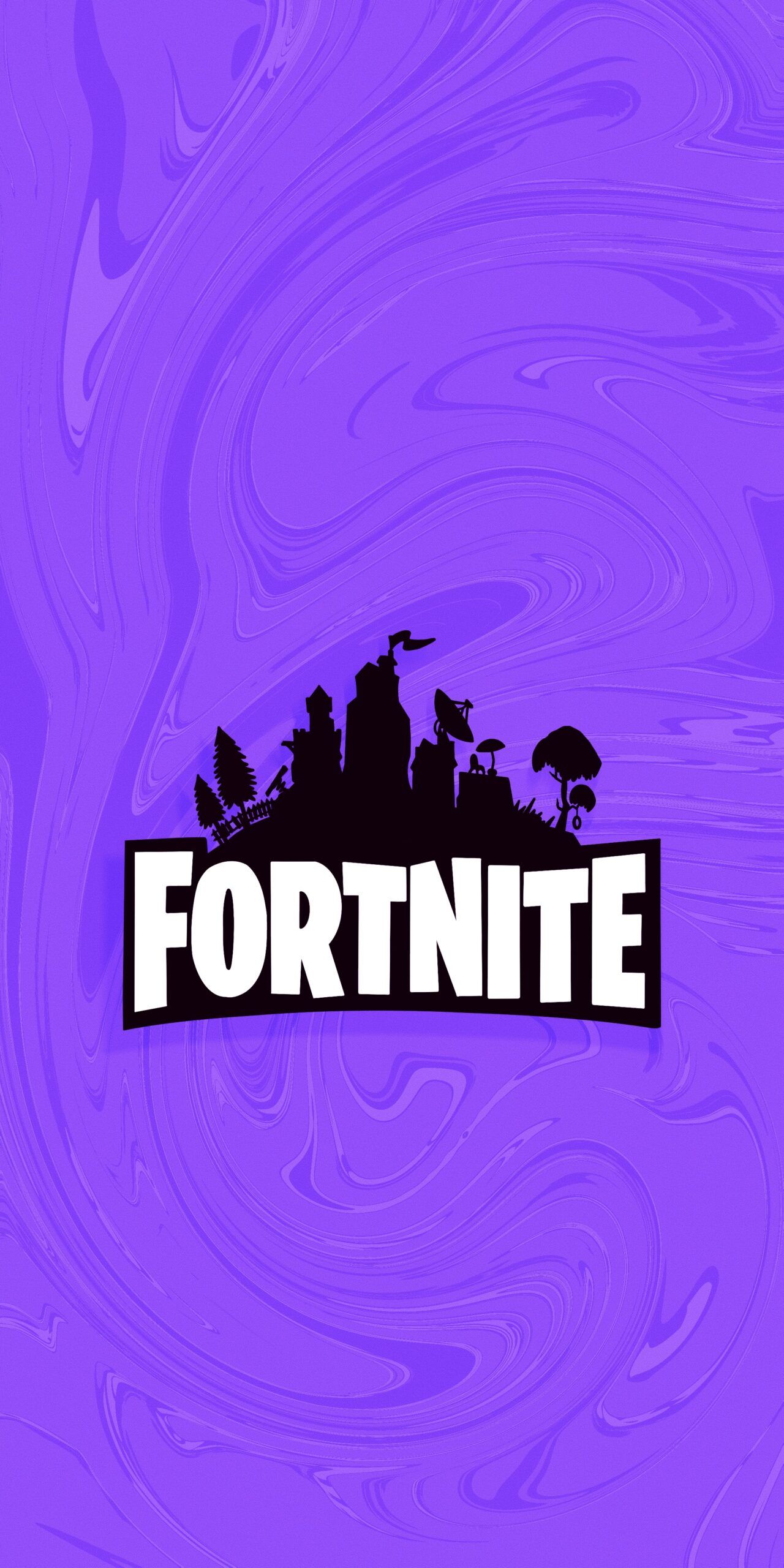 Fortnite wallpaper with the game logo on a purple background - Fortnite