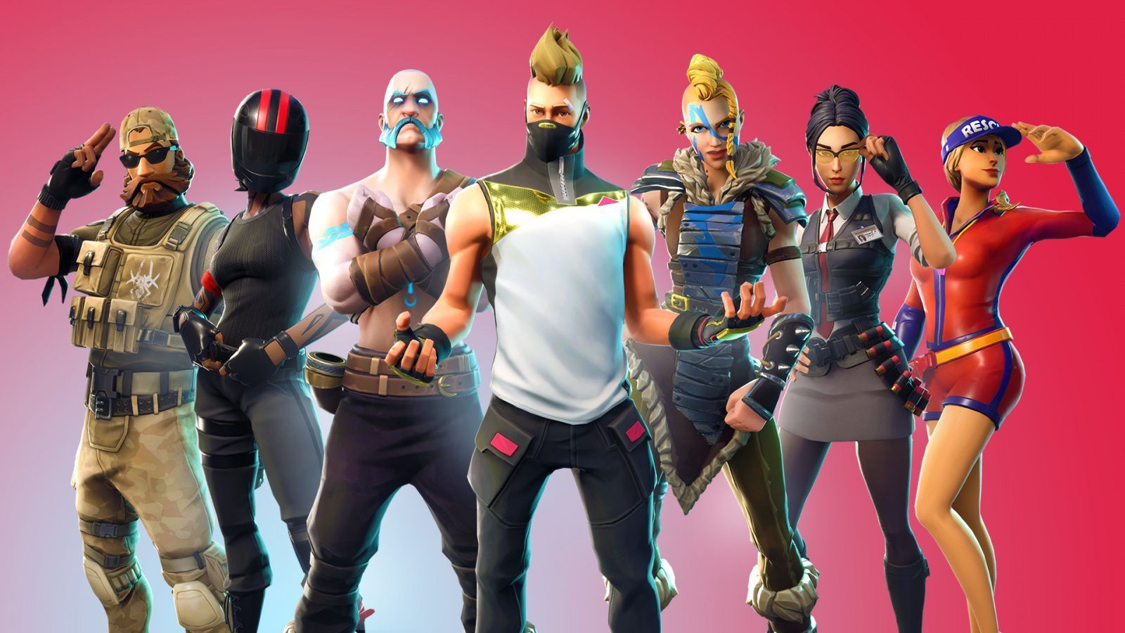 Fortnite characters in front of a pink background - Fortnite