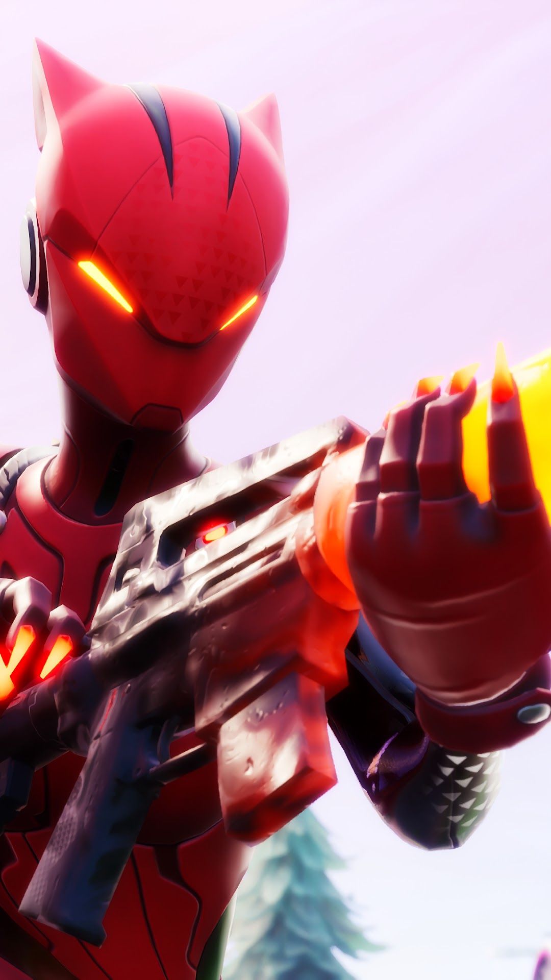 Red Fortnite character with a yellow and black gun - Fortnite