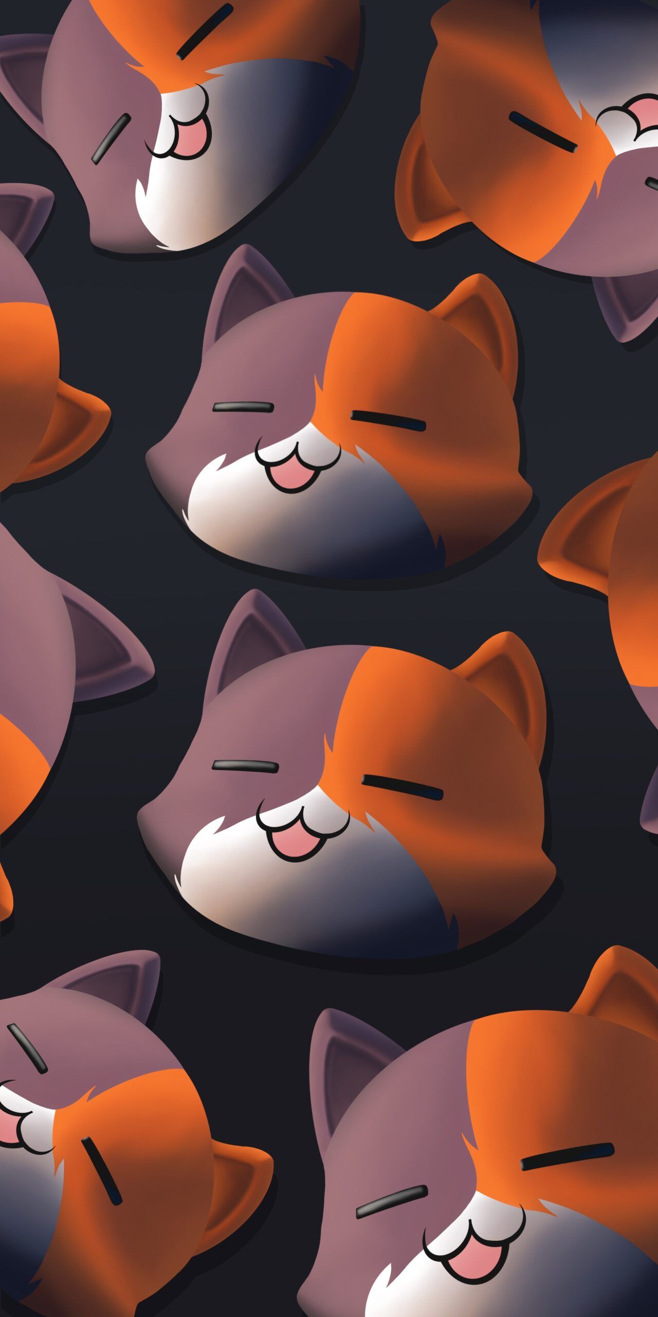 IPhone wallpaper of a pattern of cats with different colored fur and faces. - Fortnite