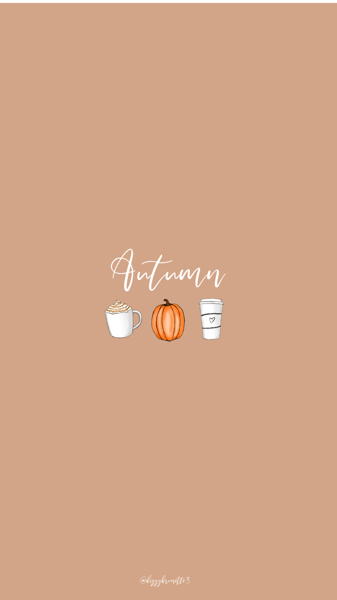 A brown background with the word autumn and some pumpkins - Cute fall, fall