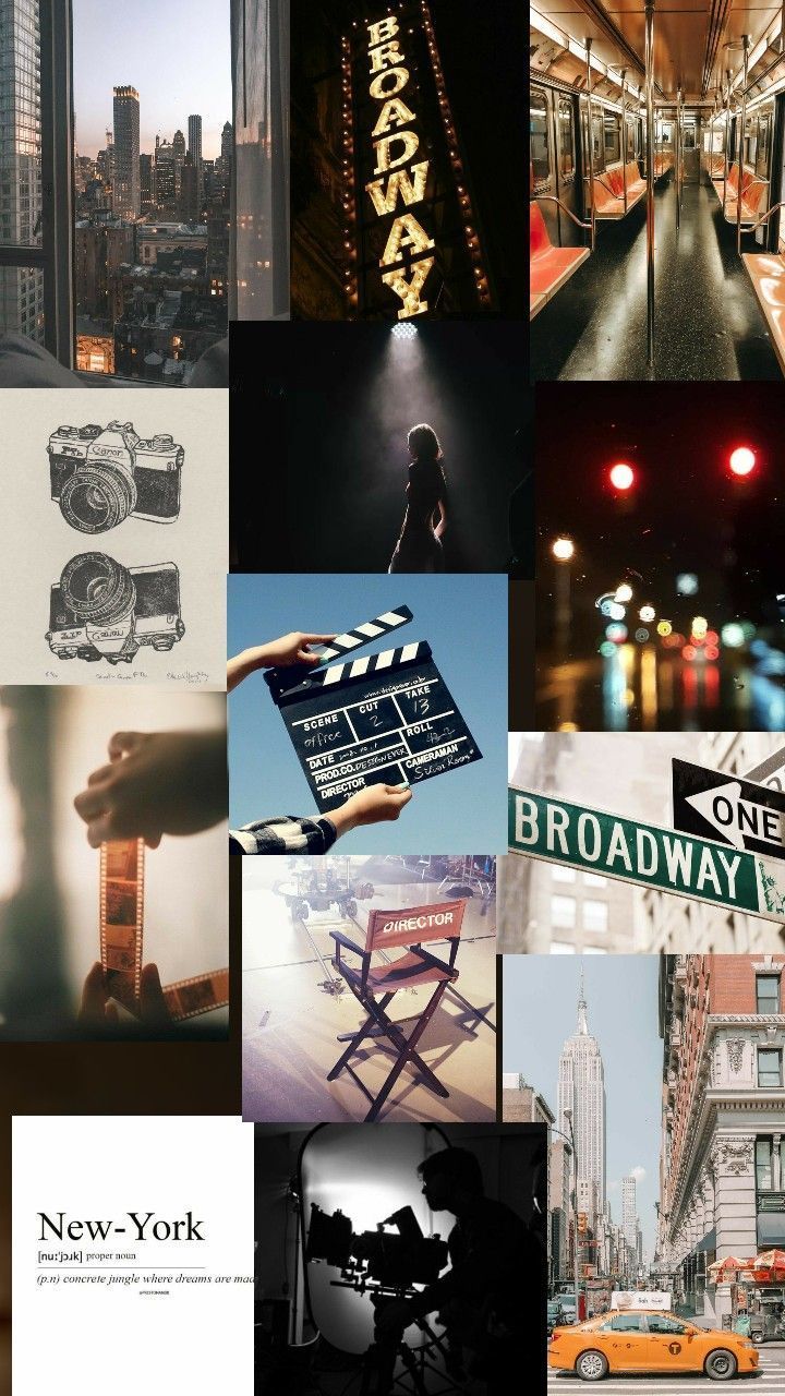 A collage of pictures with different scenes - Broadway