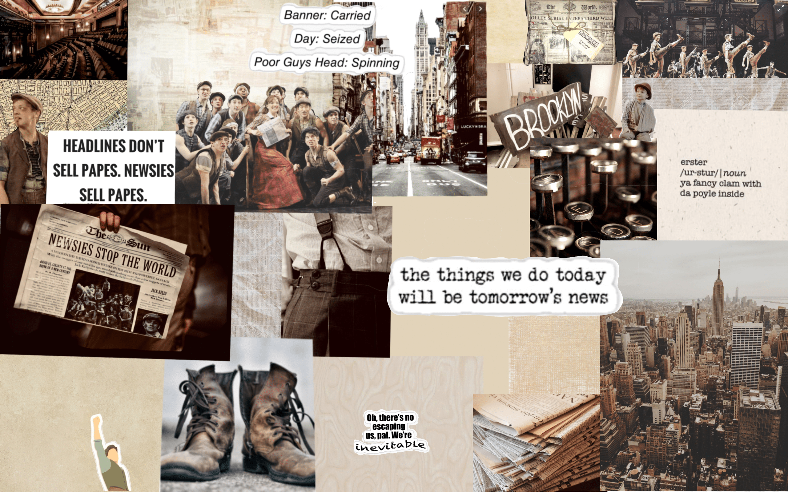 A collage of pictures with different text - Broadway
