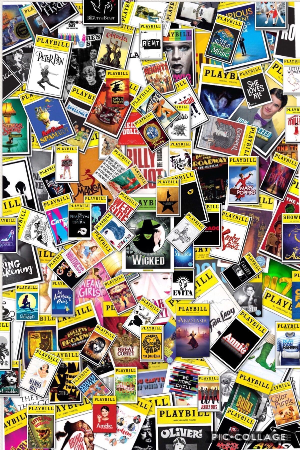 A collage of various playbills - Broadway