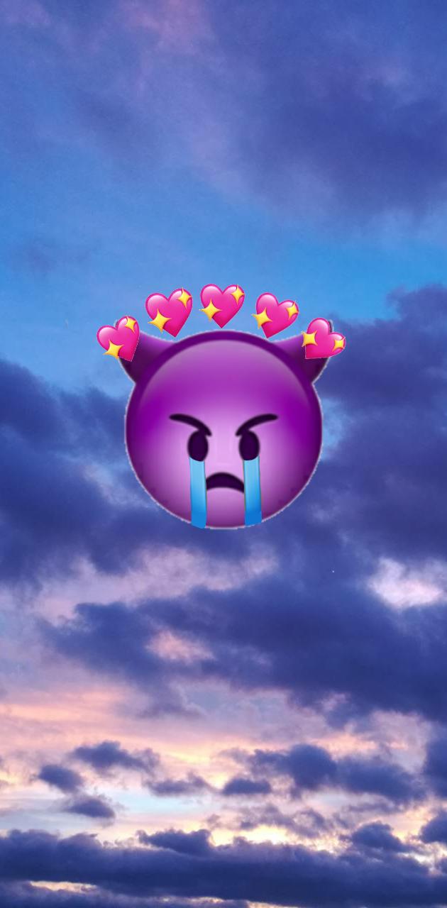 A purple and pink cloud with hearts in it - Emoji
