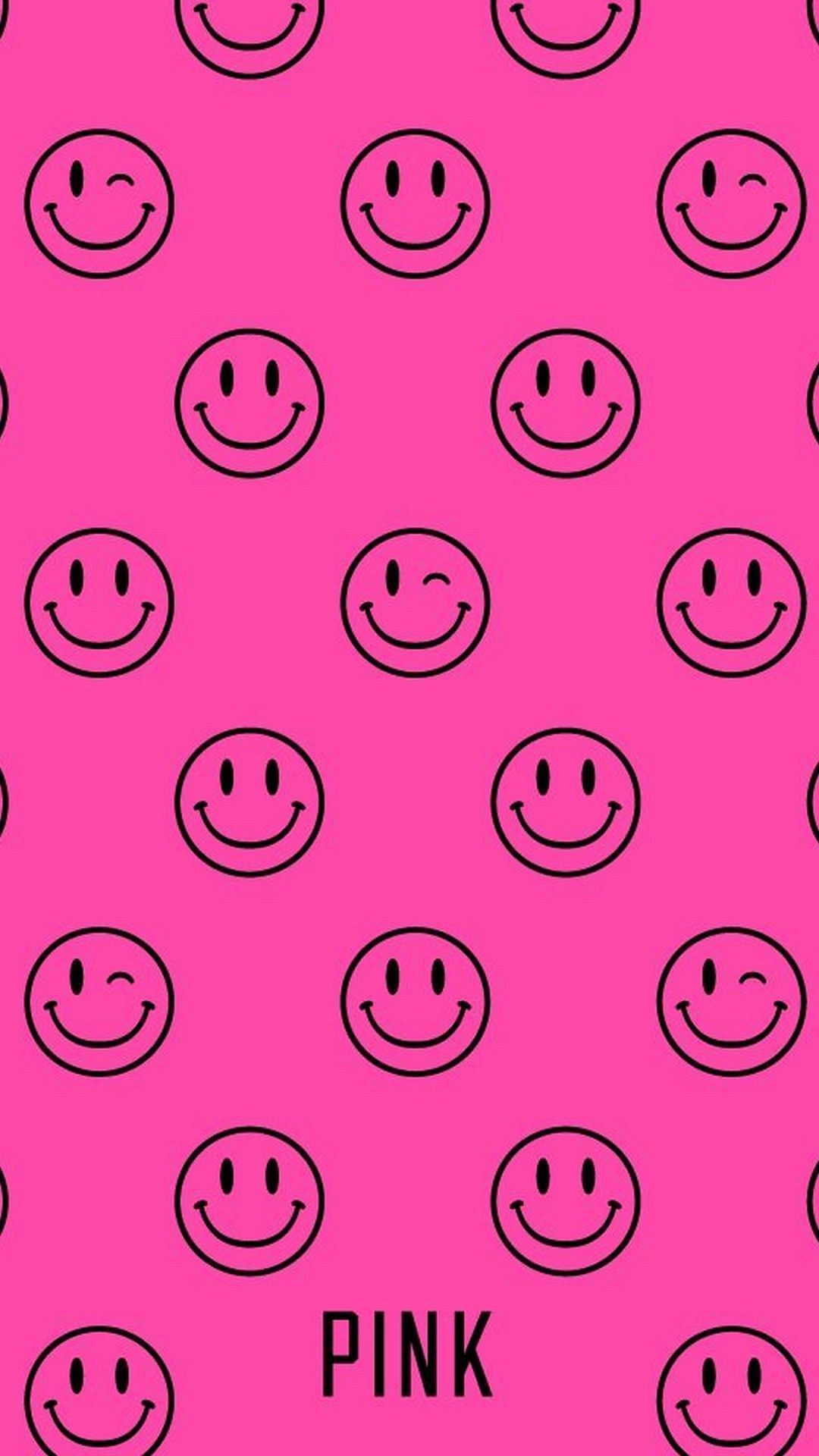 The pink and black smiley face pattern - Emoji