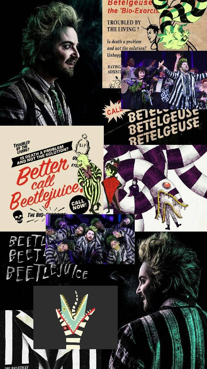 Download Beetlejuice Vintage Collage Wallpaper