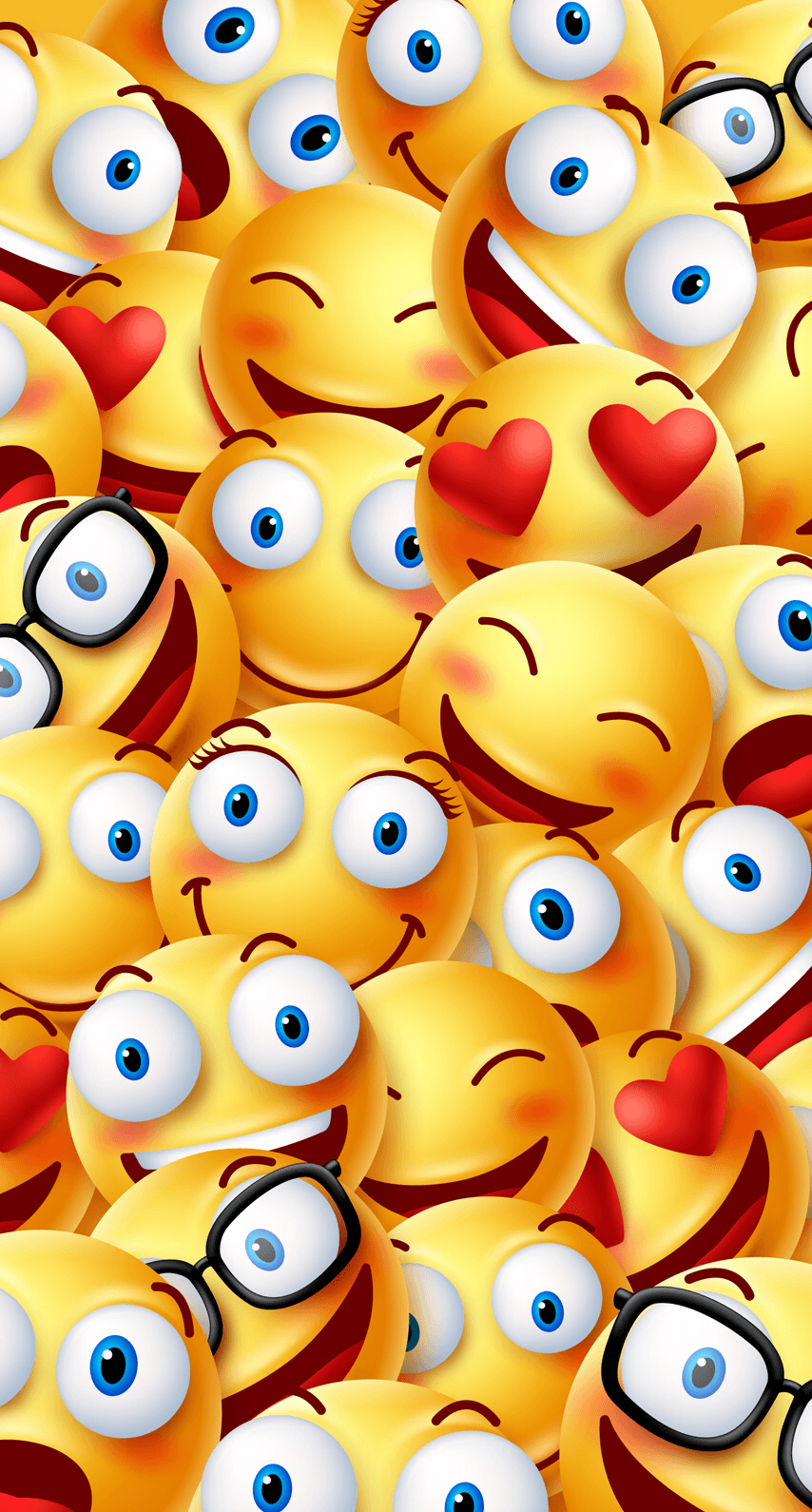 A close up of many yellow smiley faces - Emoji