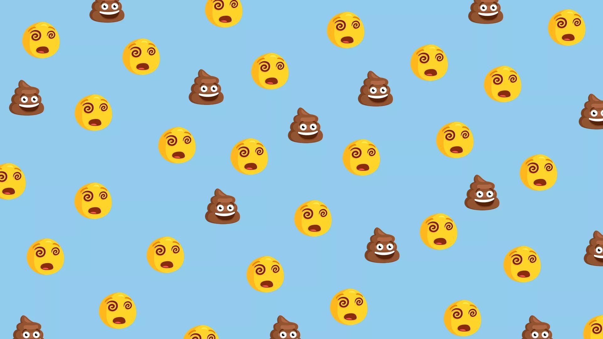 A pattern of poop emojis on blue background - Emoji
