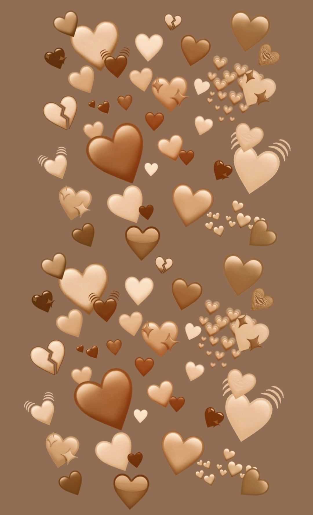 IPhone wallpaper with hearts in light brown colors. - Emoji