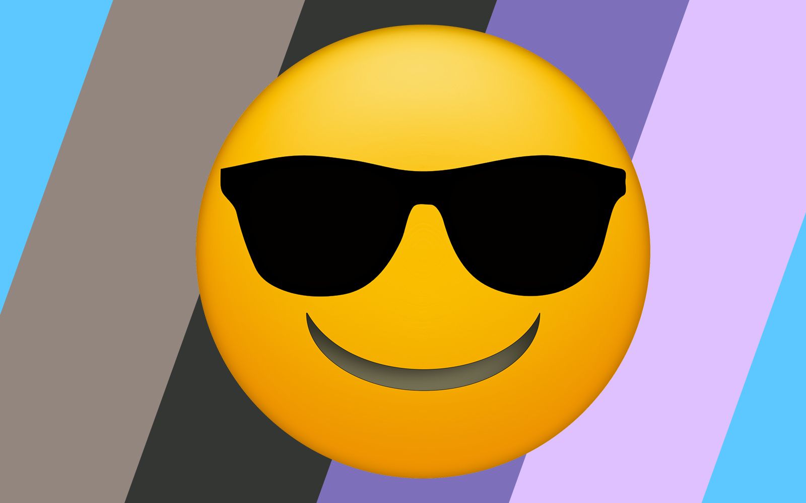 An emoji with sunglasses on a striped background - Emoji