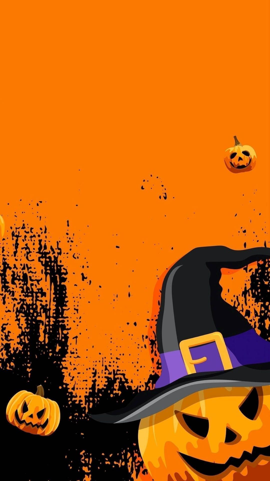 Halloween background with pumpkin and witch - Halloween, spooky