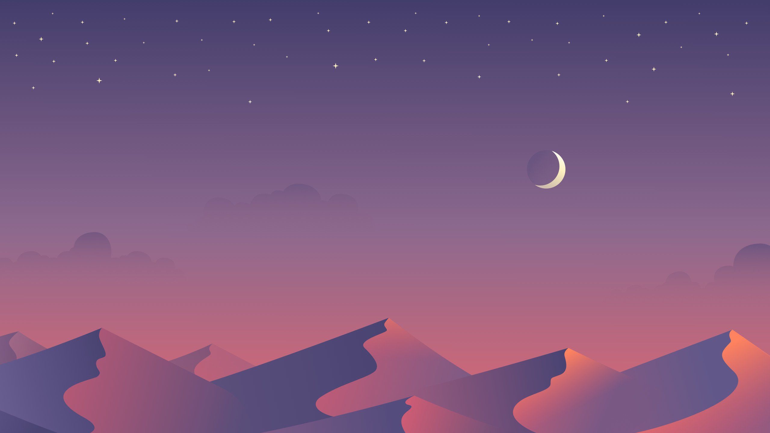 A landscape with mountains and the moon - IPad