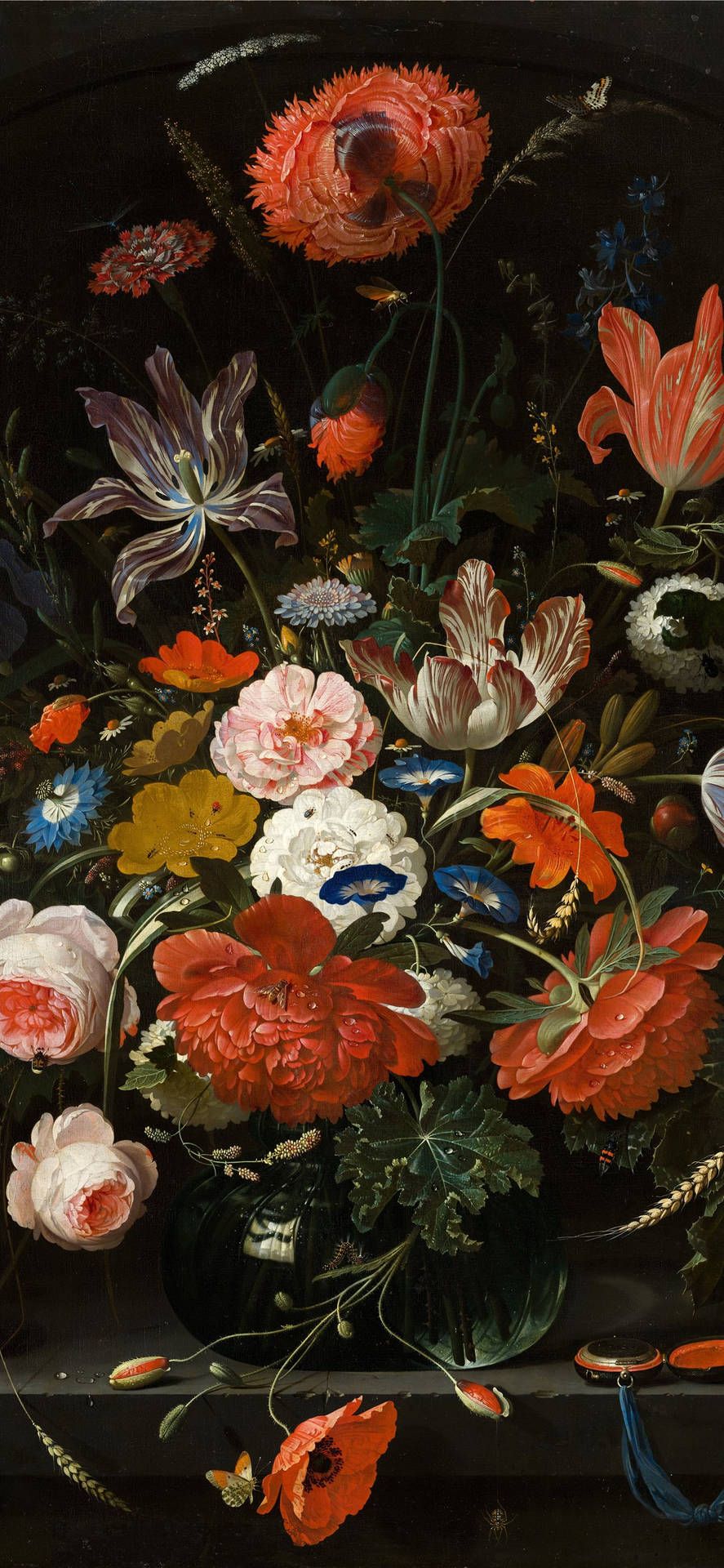 A painting of flowers in vase on table - 