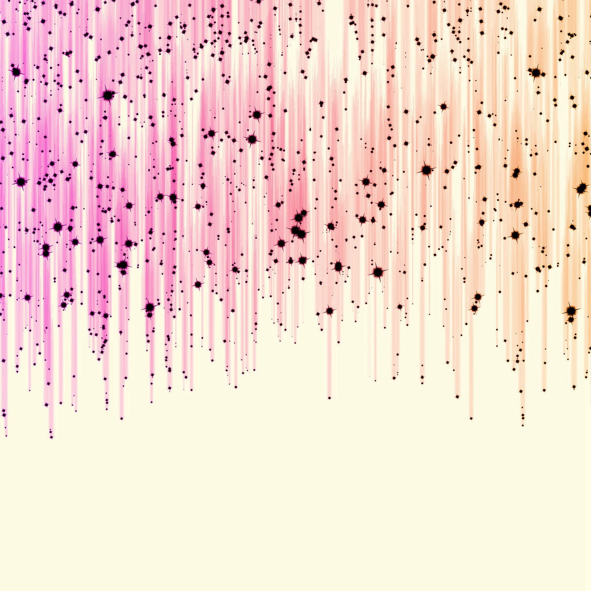 A digital painting of a pink and orange striped background with black dots. - Pattern