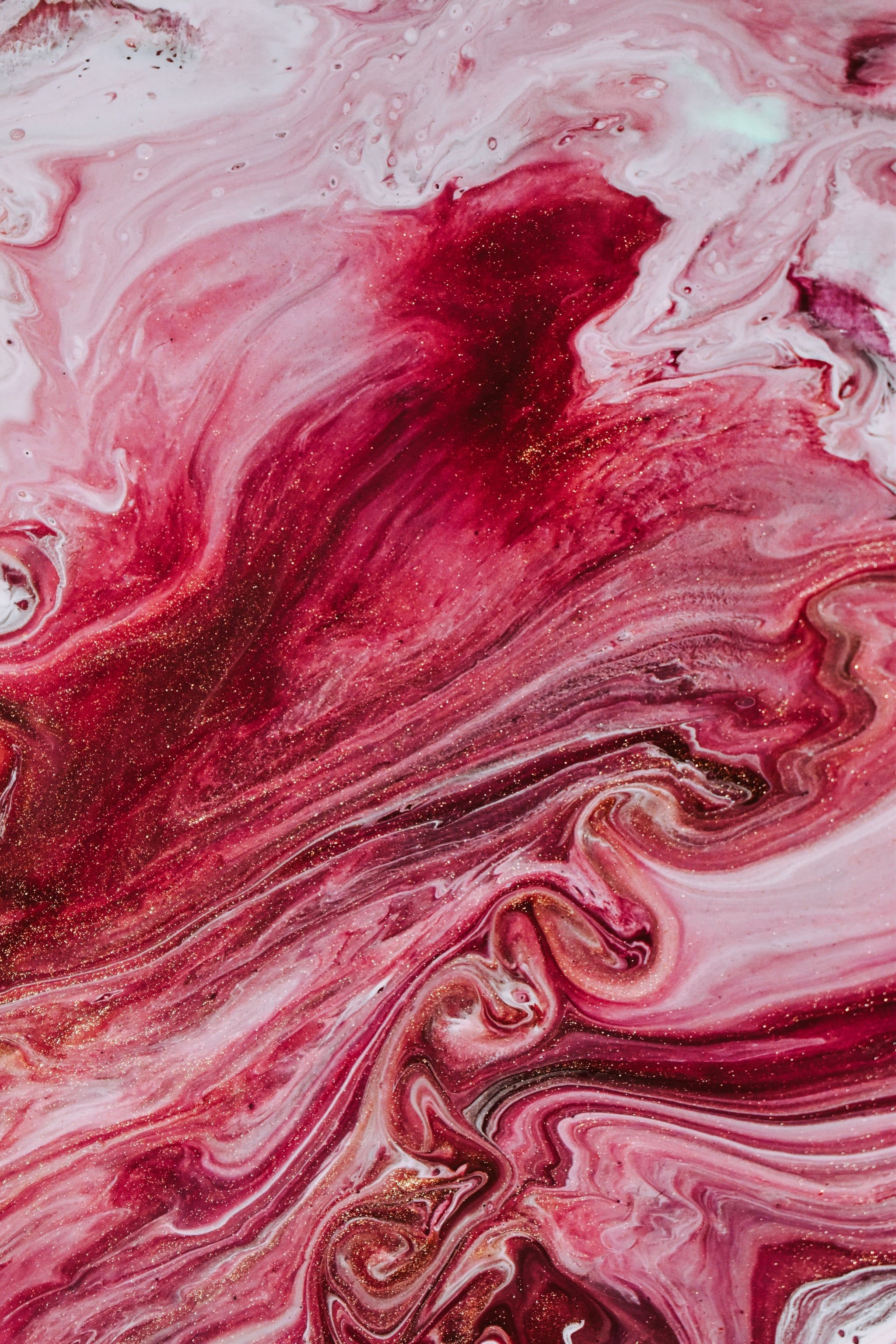 A close up of red and white paint - Pattern, bling, Valentine's Day, abstract, marble