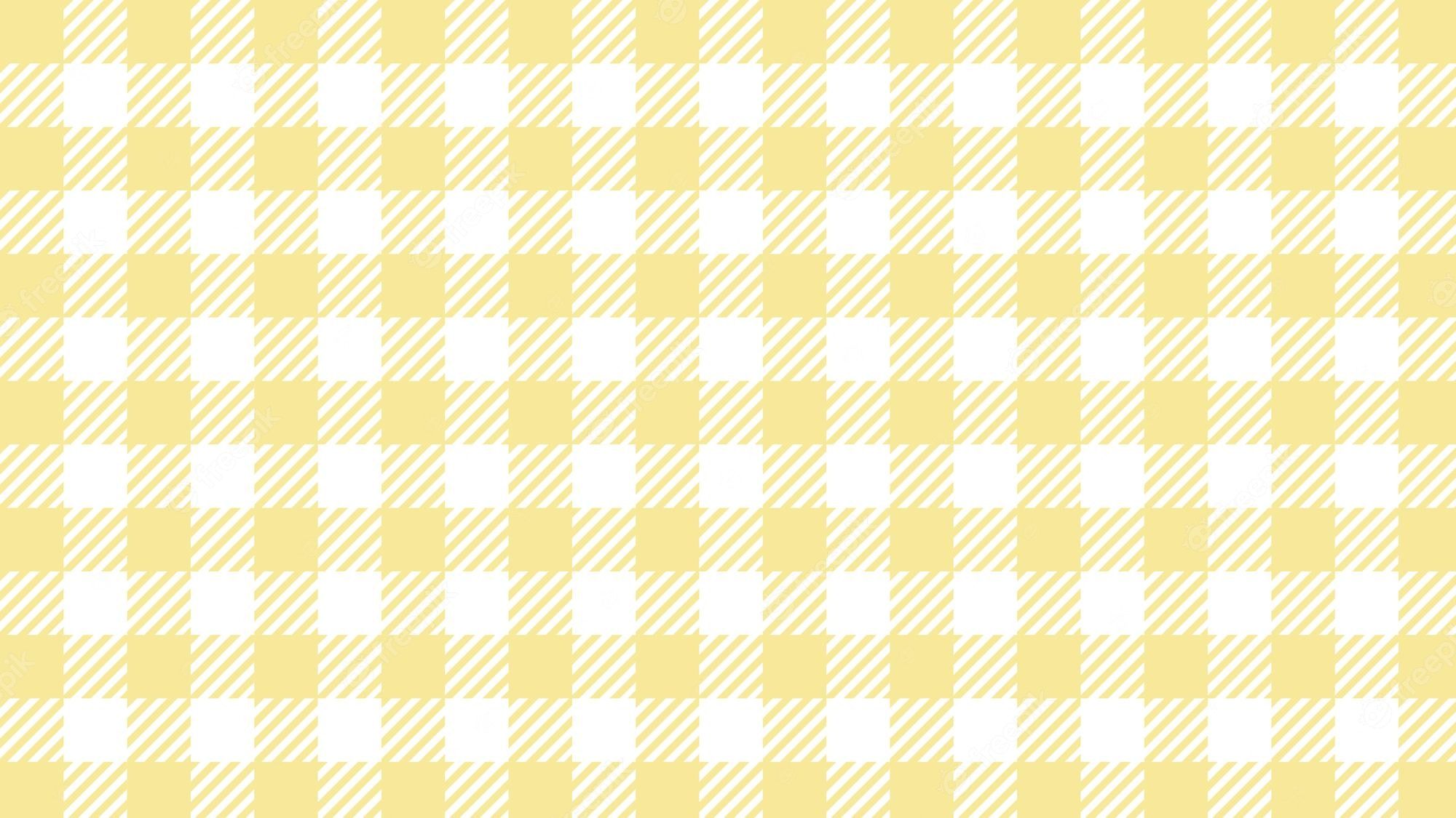 Premium Vector. Aesthetic soft pastel yellow tartan, gingham, plaid, checkers pattern wallpaper illustration