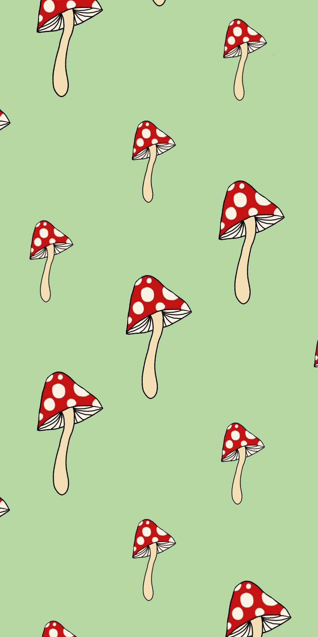 A pattern of mushrooms on green background - Mushroom