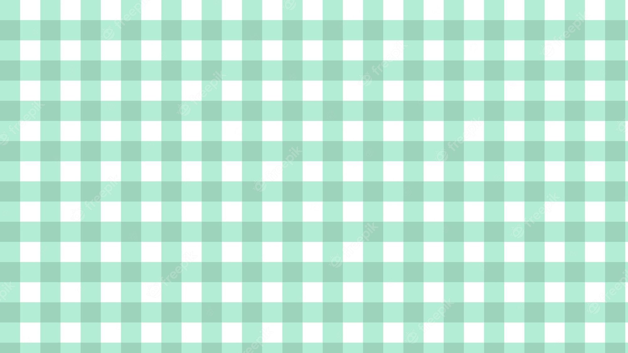 Premium Vector. Aesthetic cute pastel green gingham checkerboard plaid tartan pattern background wallpaper