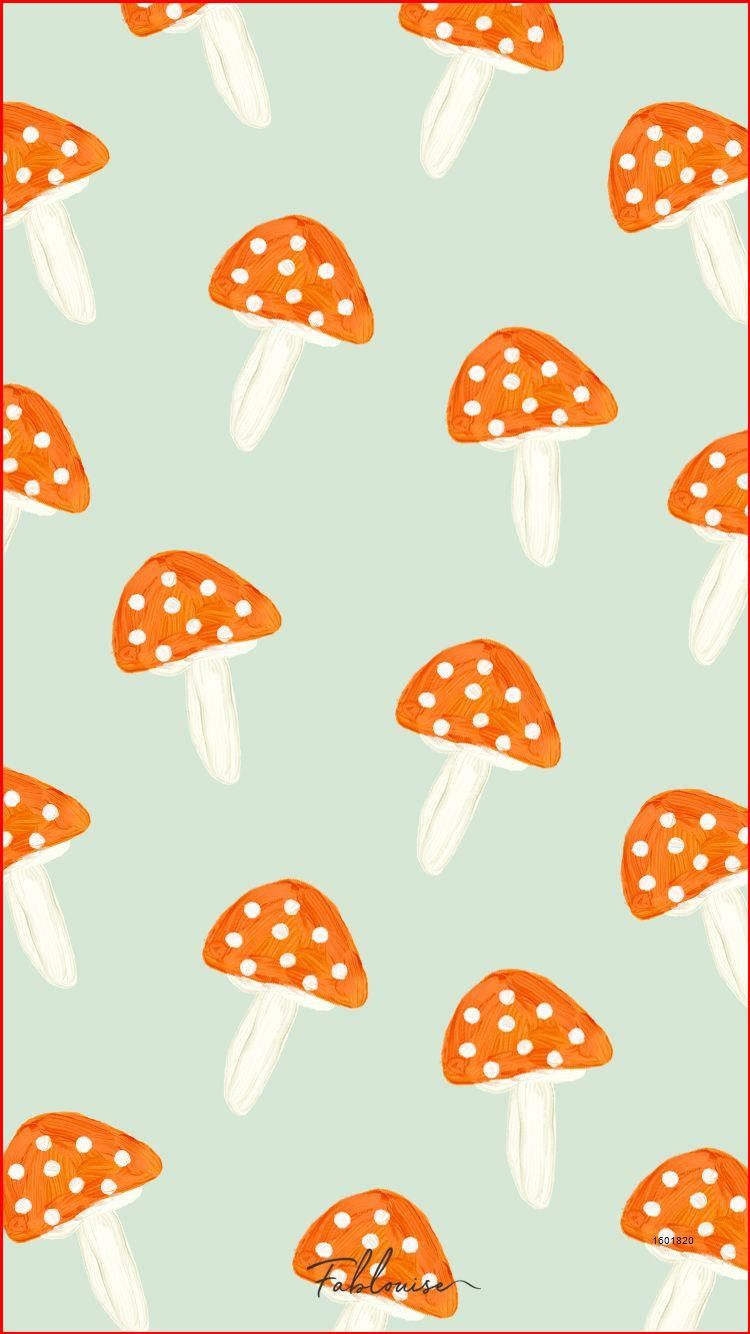 A pattern of orange and white mushrooms - Mushroom