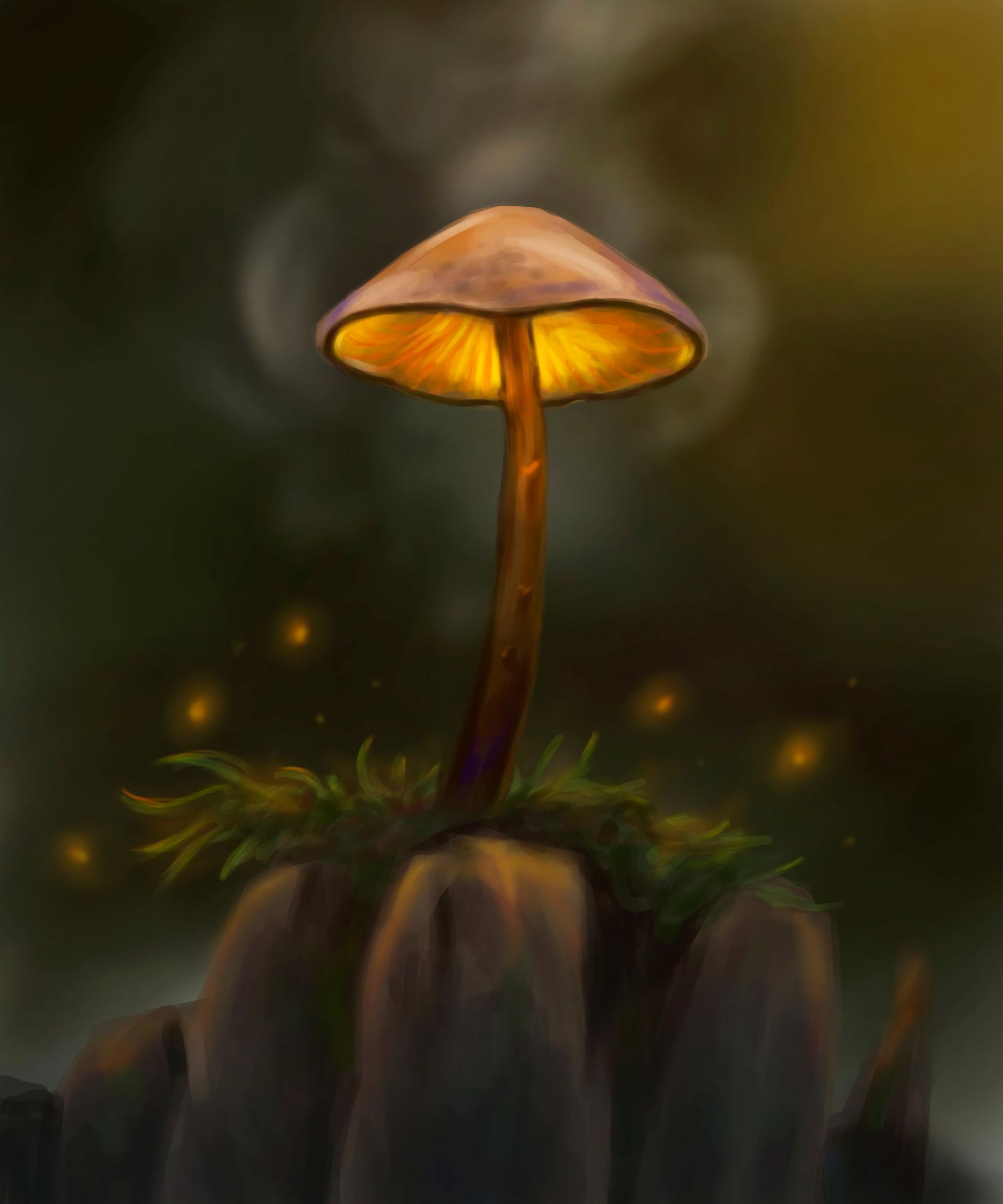 Illustration of a mushroom with a glowing center - Mushroom