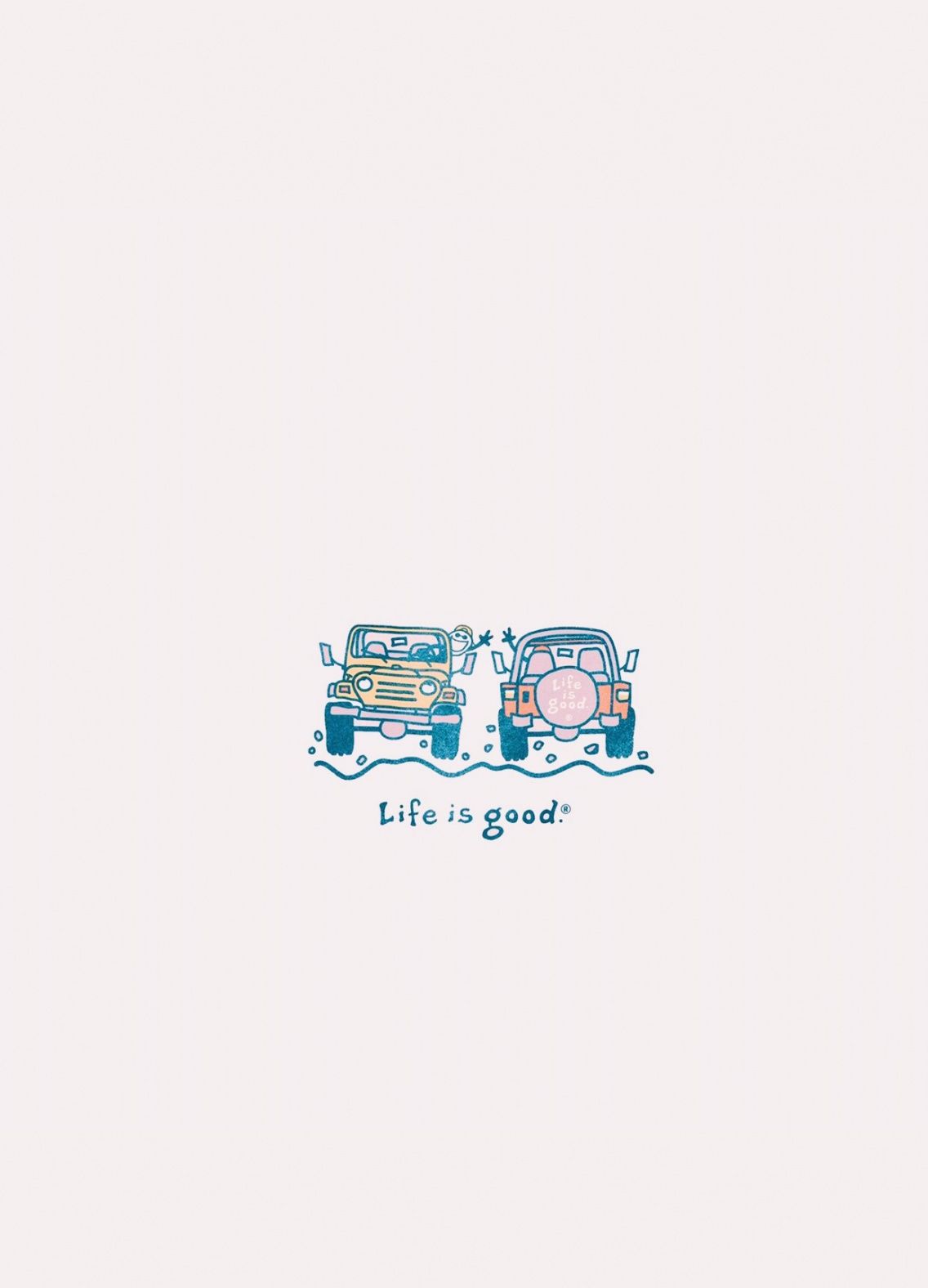 An illustration of two jeeps with a life is good logo - Apple Watch