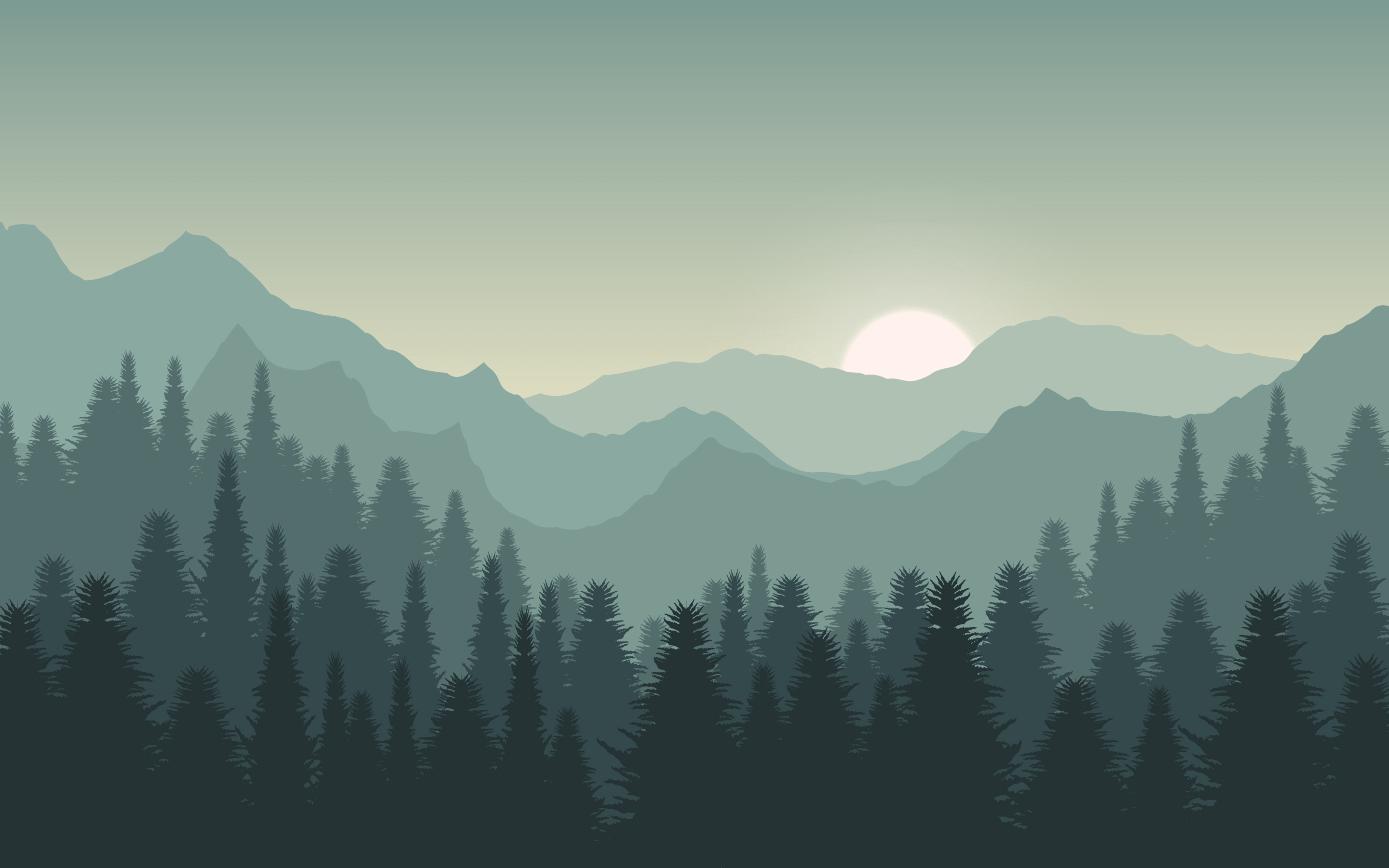 A beautiful landscape of a forest with a view of mountains - Twilight