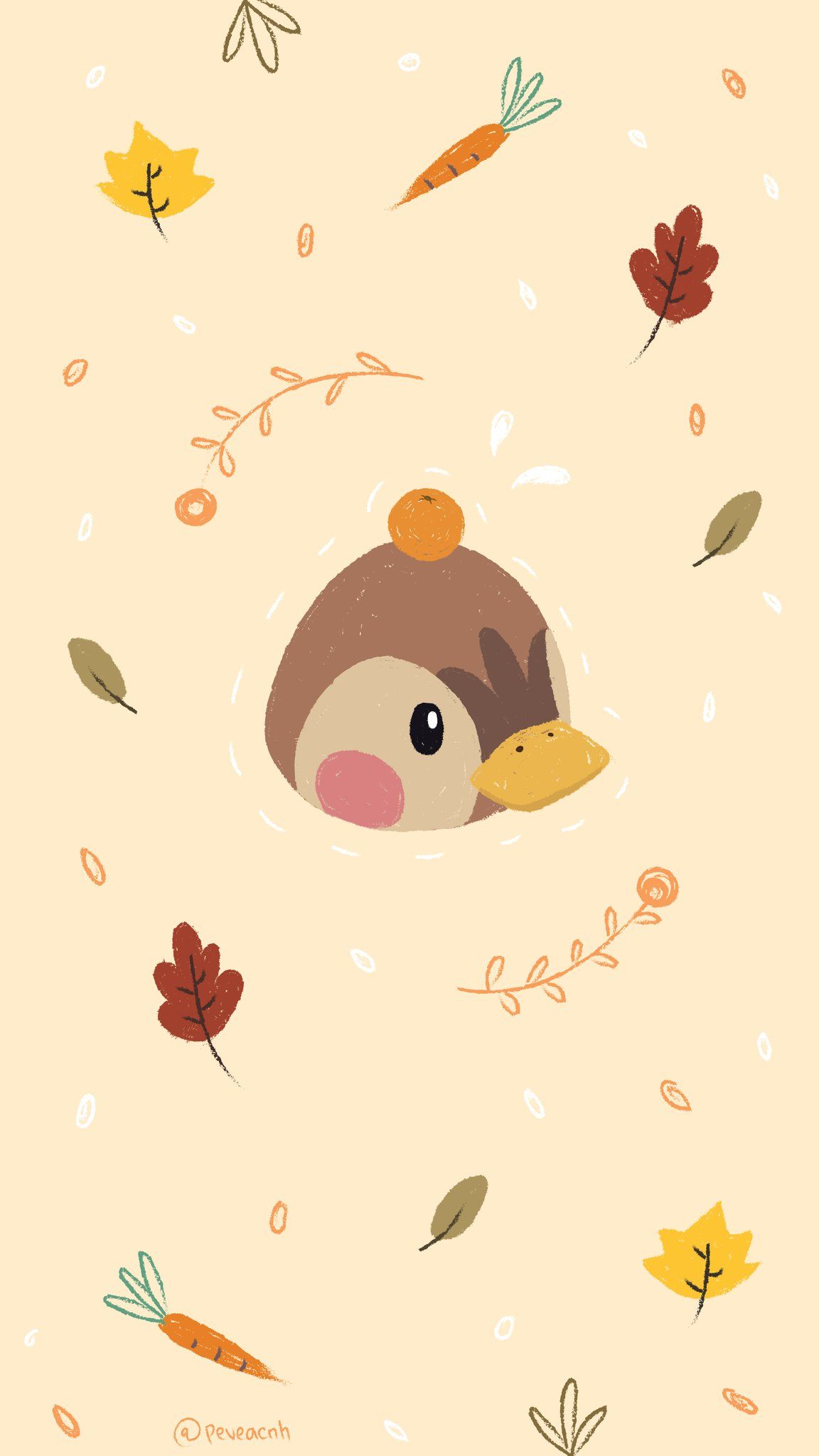 A cute little bird is sitting in the middle of some leaves - Animal Crossing