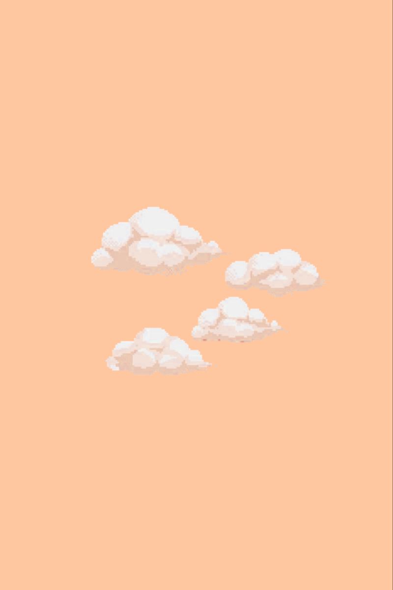A set of clouds on an orange background - Pastel orange