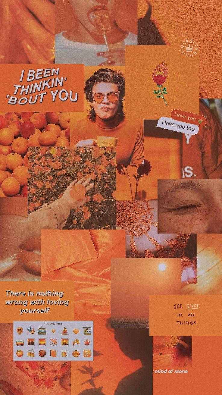 Download Lush Pastel Orange Aesthetic Collage Wallpaper