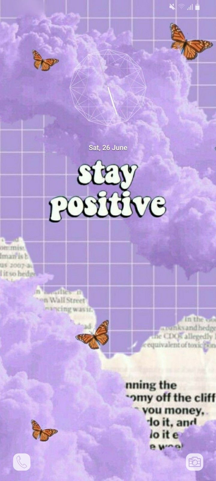 Aesthetic background with butterflies and the words 