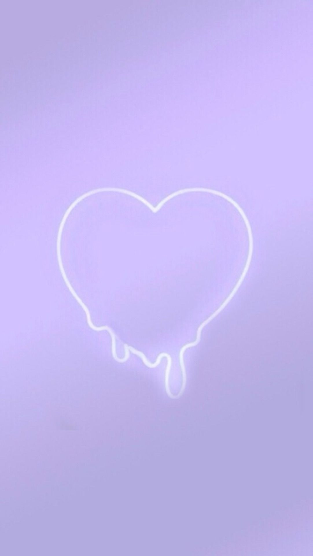 IPhone wallpaper of a neon heart on a purple background - Pastel purple, light purple