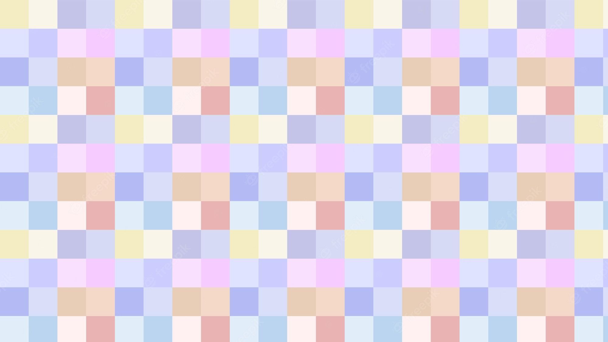 Premium Vector. Aesthetic cute pastel blue pink orange and purple checkers gingham plaid multicolor checkerboard background illustration perfect for backdrop background wallpaper cover