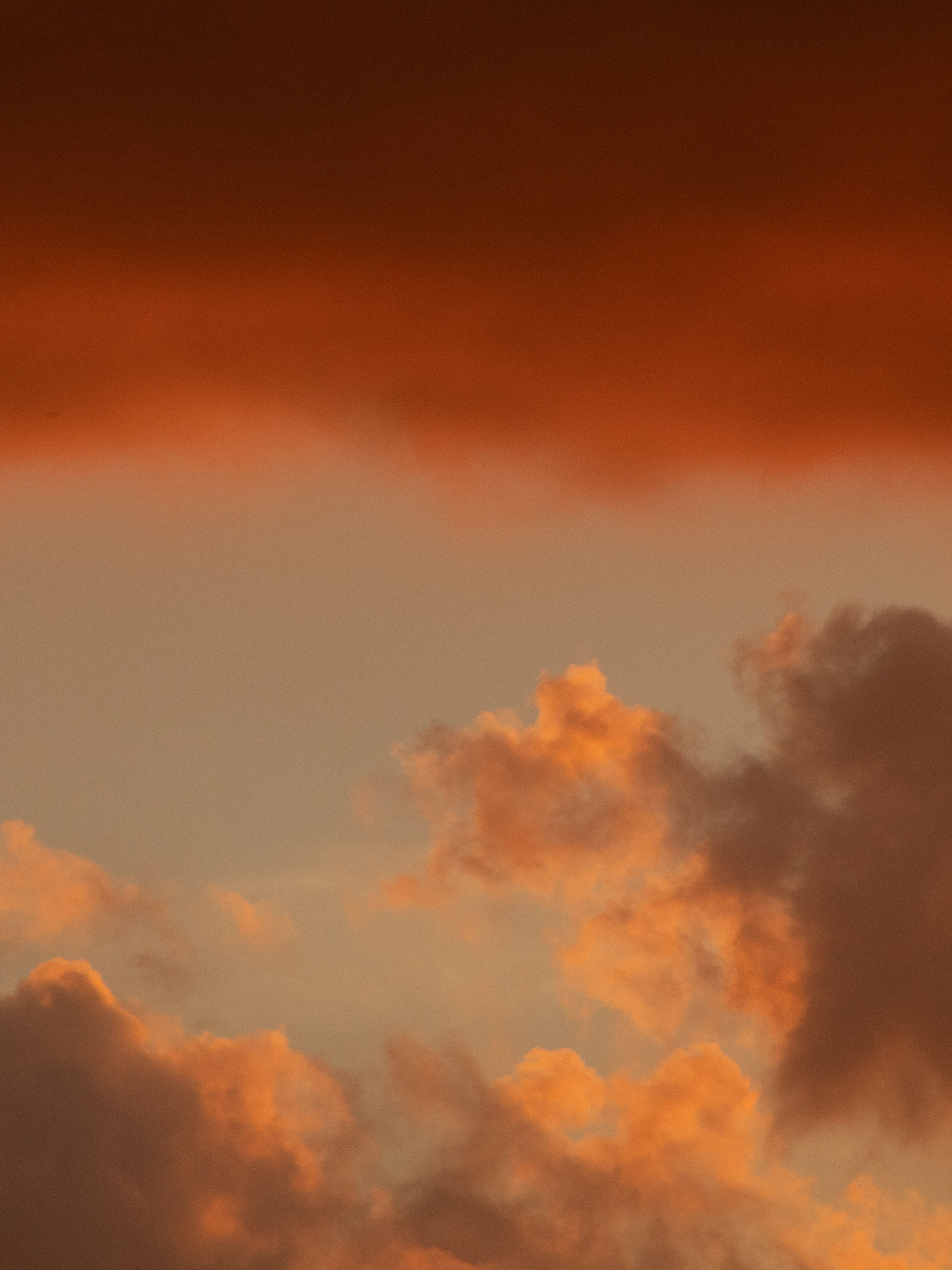 A beautiful orange and red sunset sky with clouds. - Pastel orange, cloud, sky