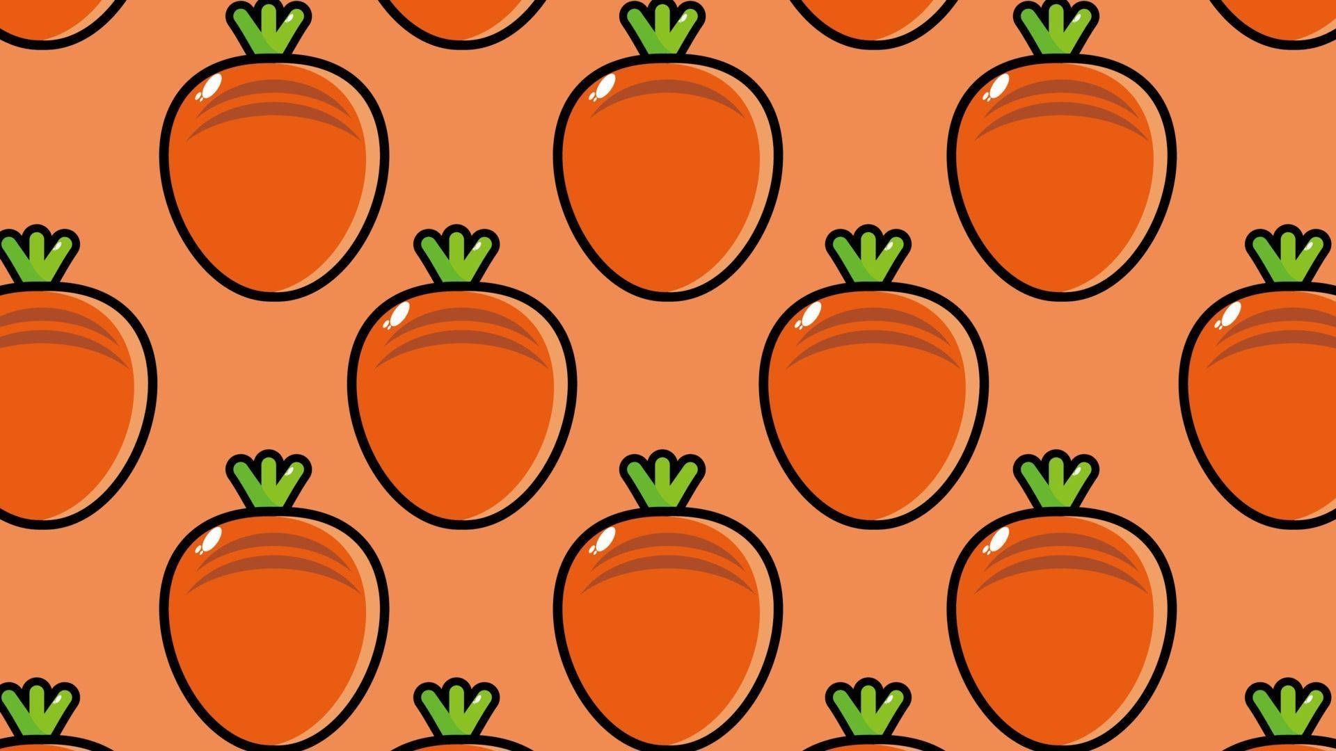 A pattern of illustrated carrots on an orange background - Pastel orange