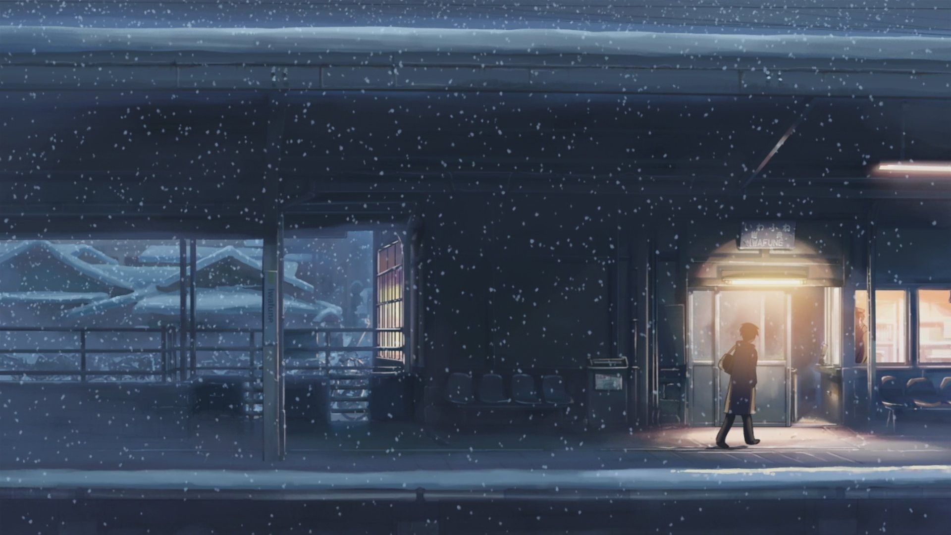 1920x1080 anime, 5 Centimeters Per Second, Scenery, Snow, Window, Night, Building, Car, People, Train, Snowing, 5 Centimeters Per Second Wallpapers HD / Desktop and Mobile Backgrounds - 90s anime, desktop, 1920x1080, anime, space