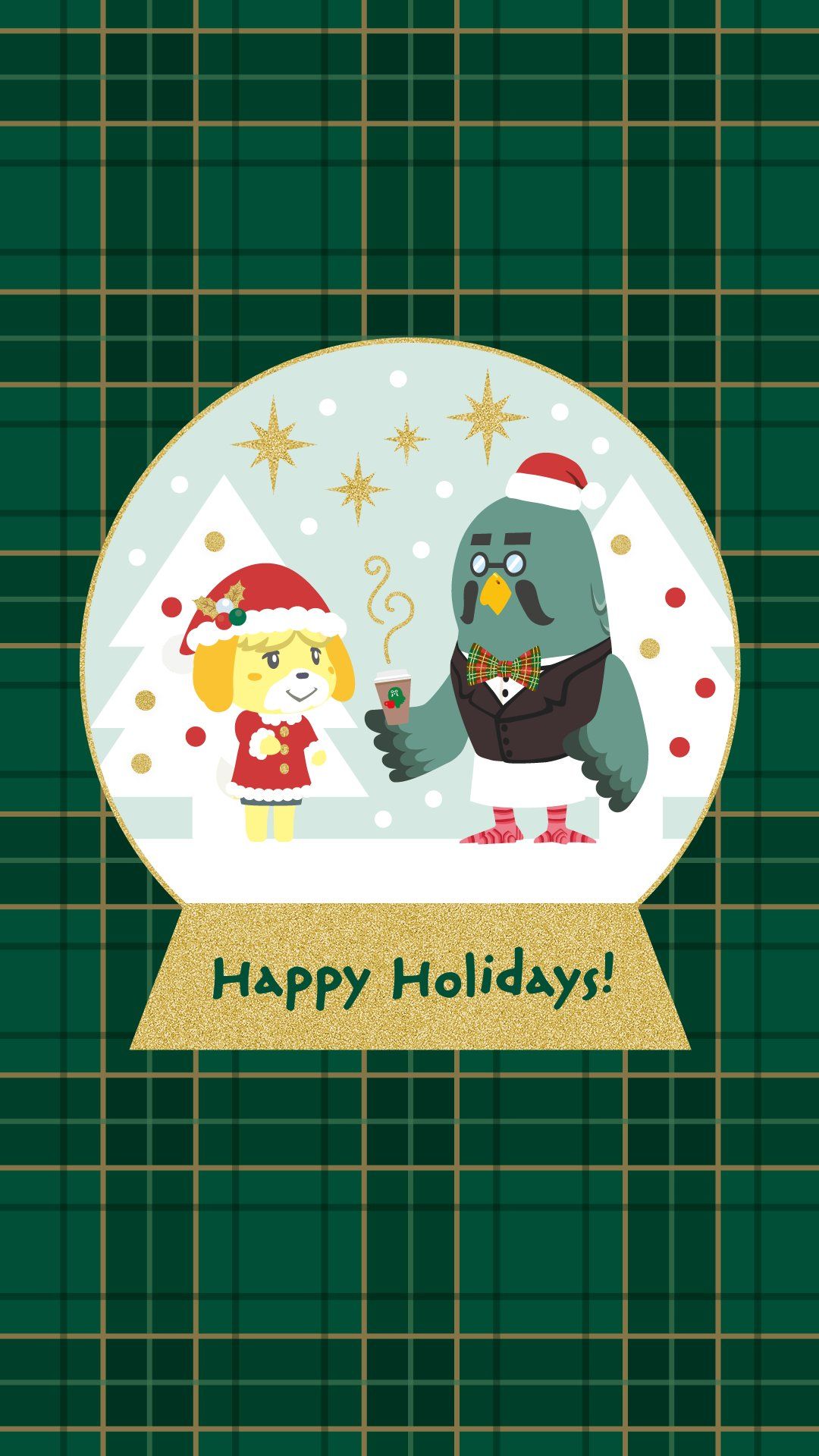 A christmas card with two birds and snow - Animal Crossing