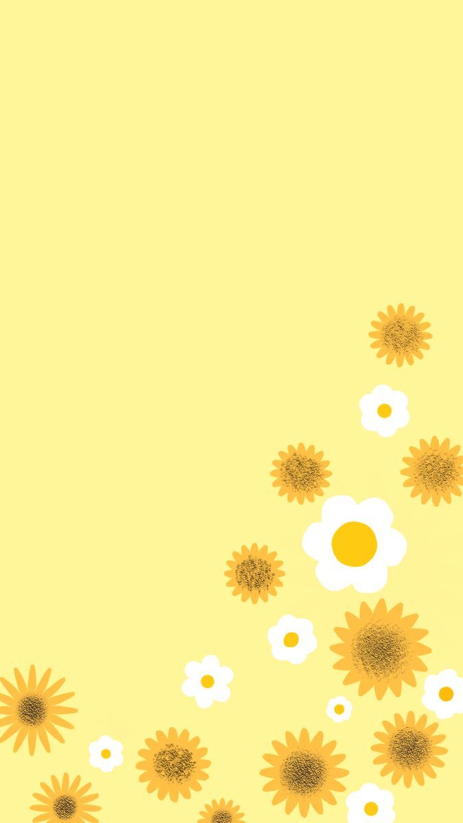 IPhone wallpaper with yellow and white flowers on a yellow background - Yellow iphone, light yellow
