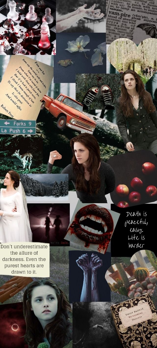 A collage of images from Twilight including Bella, the Volturi, and quotes from the book. - Twilight