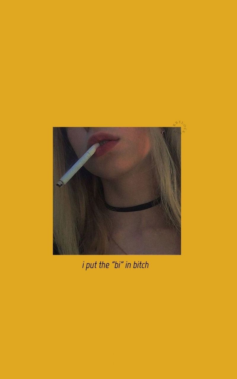 A woman smoking on the cover of an album - Yellow iphone