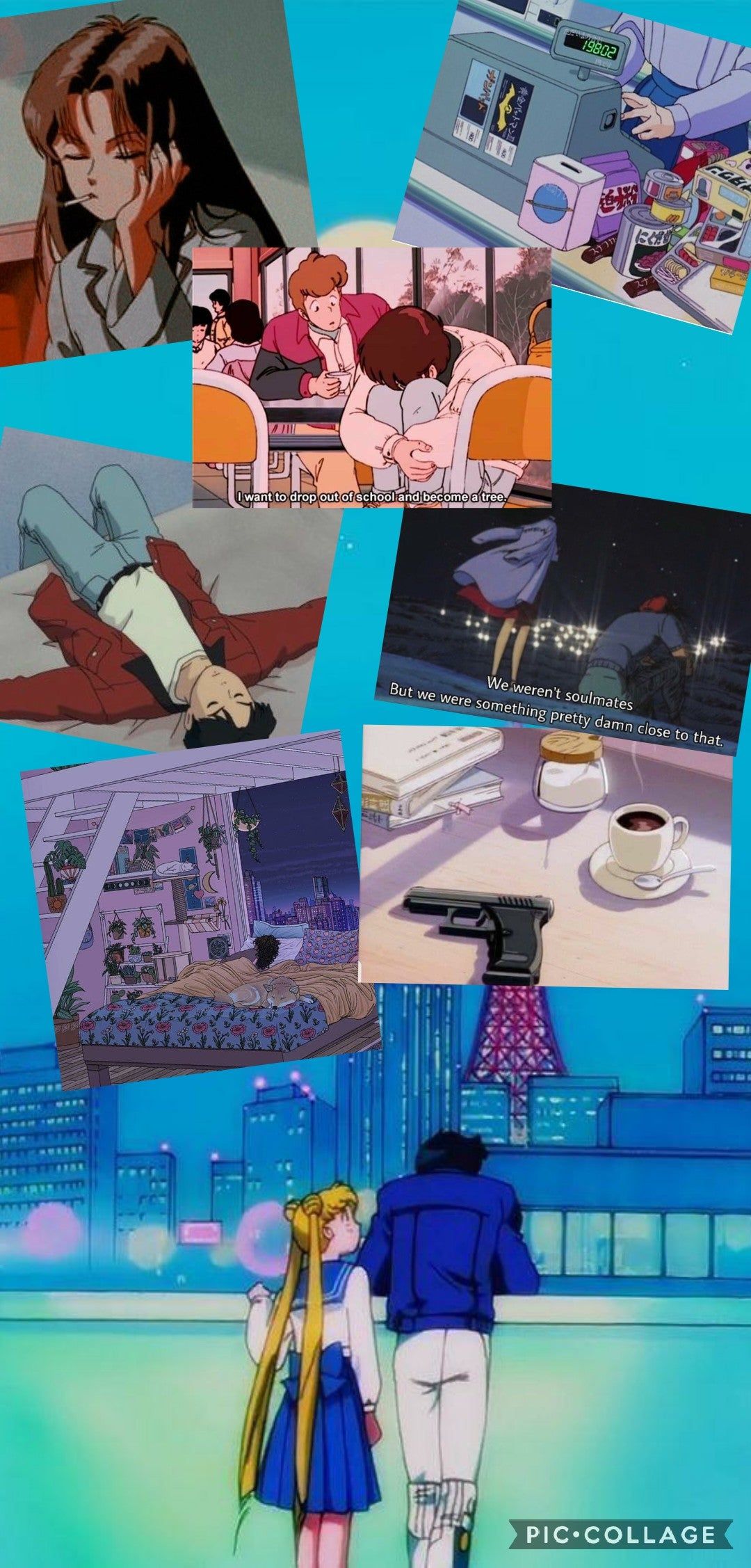 Made this collage of 90s anime in like 5 minutes on my phone to use as a wallpaper