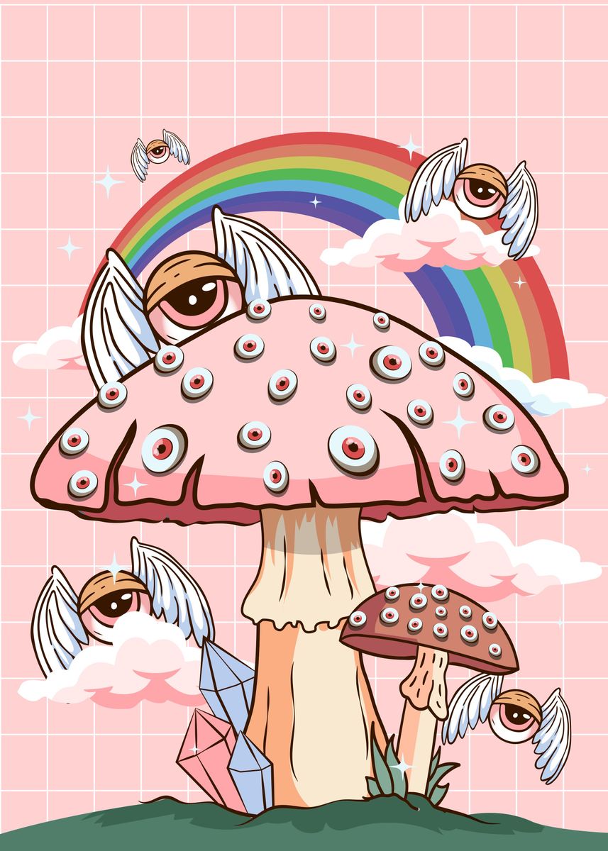 Weirdcore Mushrooms Wallpaper