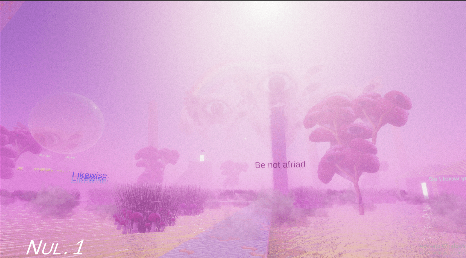 A purple and pink landscape with trees - Weirdcore