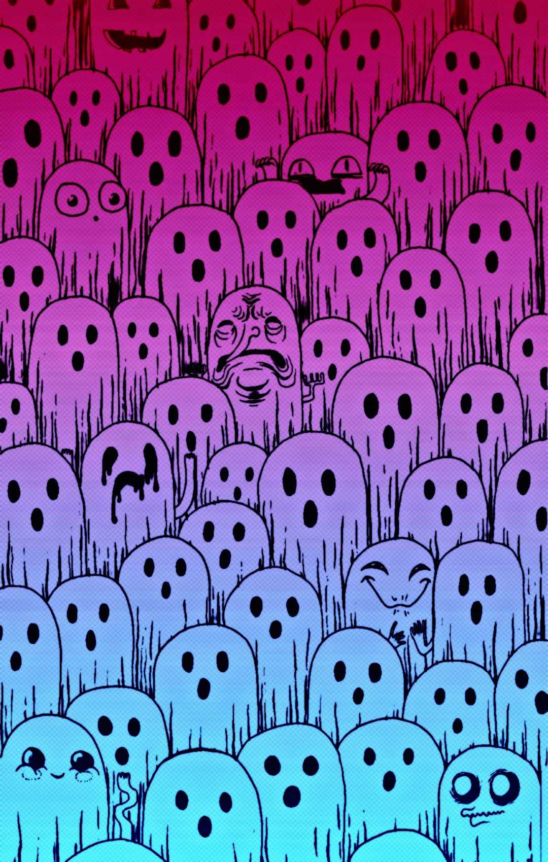 IPhone wallpaper with a bunch of ghosts on it - Bisexual