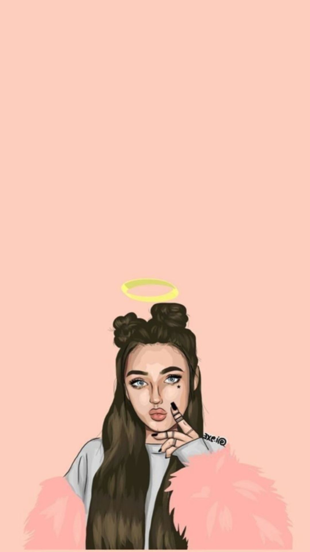 A girl with an angel halo on her head - HD, illustration