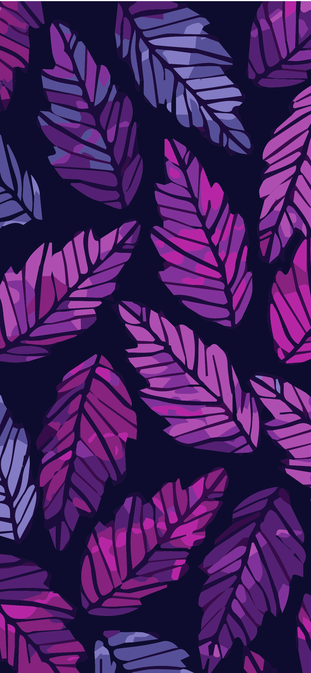 Seamless pattern with purple leaves on a dark background - Leaves, phone, dark phone, pattern, HD